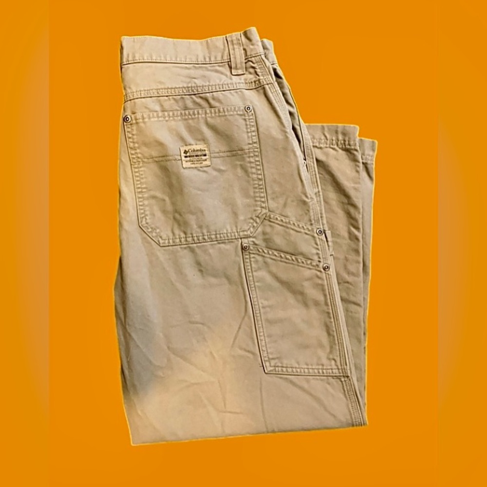 Columbia Pants Men’s 34x31 Beige Cargo Relaxed Fit Straight Leg - Picture 1 of 5